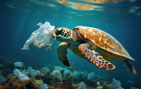 Ocean Pollution Through a Sea Turtle's Eyes.の素材