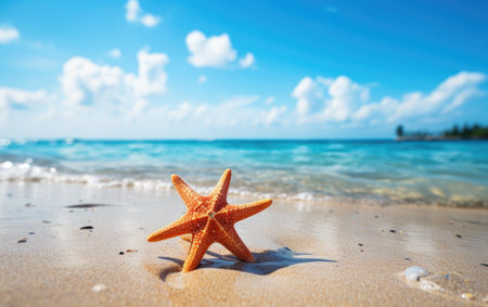 Starfish Resting on a Beach.の素材