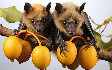 Two Flying Fruit Bats.の素材