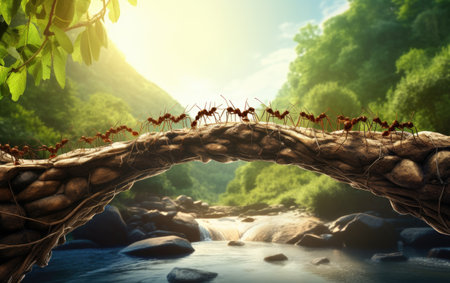 Stock Photo of Ants Building a Bridge.の素材