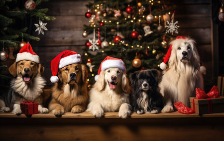 Pets Under the Christmas Tree.の素材