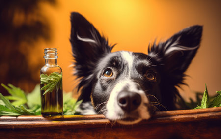 Pet Dog Enjoying Hemp Oil Treatment.の素材