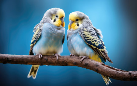 A Portrait of Two Cute Cuddling Birds.の素材
