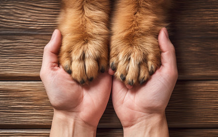 Owner's Hand and Dog's Paws.の素材