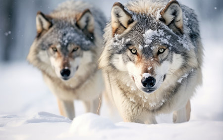 Majestic Canine Pack in the Snow.の素材