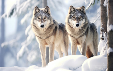 Wolves Roaming in the Snow.の素材