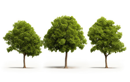 A Grove of Trees Nature Serene Arboreal Ensemble Isolated on a White Backgroundの素材