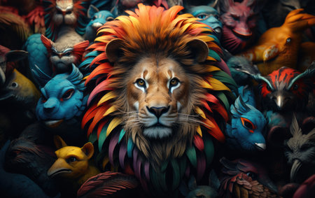 Abstract Mane Capturing the Spirit of the Lion in Artの素材