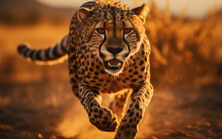 Full Speed Elegance A Cheetah Graceful Sprint Across the Fieldの素材