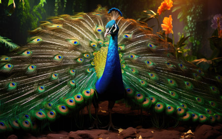 Peacock Elegance in a Captivating Wide Angle Pictureの素材