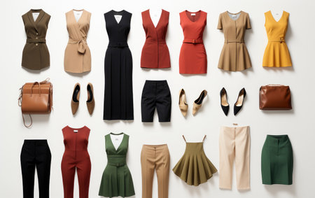 Set of Colorful Women Clothes Isolated on White Backgroundの素材