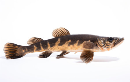 Black Channa Snakehead Fish Isolated on White Backgroundの素材