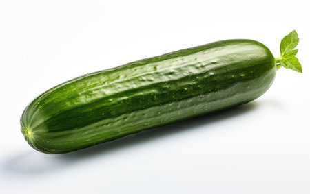 Green Fresh Cucumber Isolated on White Backgroundの素材