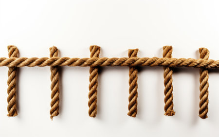 Beautiful Climbing Mountain Ropes Isolated on White Backgroundの素材