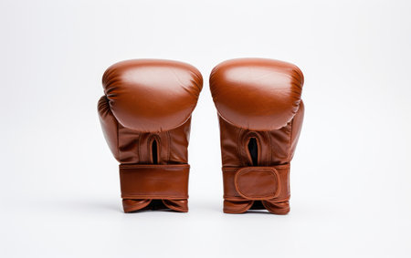 Brown Boxing Hand Pads Isolated on White Backgroundの素材