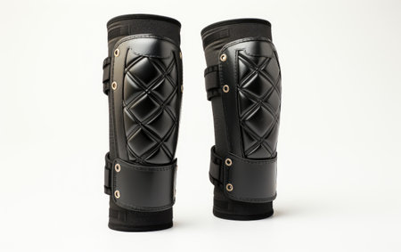 Strong Shin Guards for Safety of Knees 3D Character Isolated on White Backgroundの素材