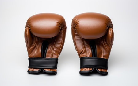 Shiny Brown Focus Mitts Isolated on White Backgroundの素材