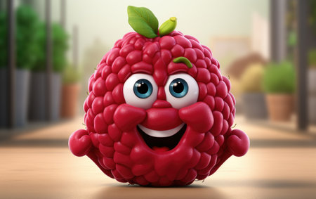 Bunch of Juicy Raspberry 3D Character Isolated on White Backgroundの素材