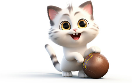 Smiling Bowling Ball Cat 3D Character Isolated on White Backgroundの素材