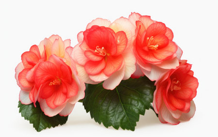 Floral Opulence Navigating the Charm of Begonia Flowers on White Backgroundの素材
