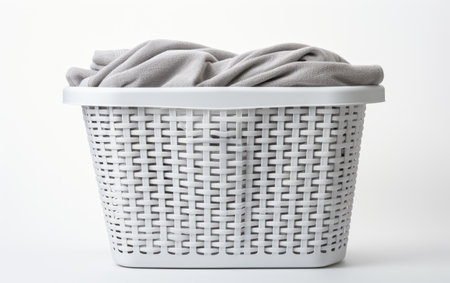 White Laundry Basket With Hole Isolated On White Backgroundの素材