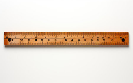Beautiful Wooden Ruler Isolated on White Backgroundの素材