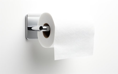 Metallic Toilet Paper Holder Isolated on White Backgroundの素材