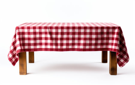 Beautiful Red Tablecloth Isolated on White Backgroundの素材
