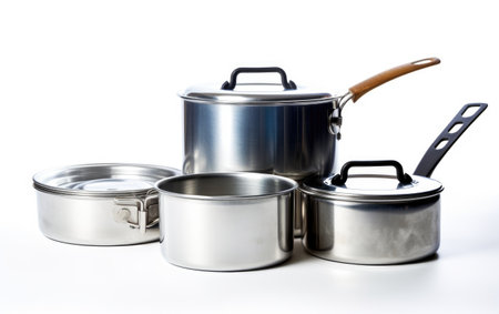 Shining Camping Cookware Set Isolated On White Backgroundの素材