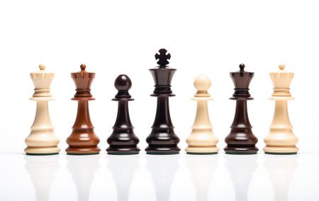 Collection of Different Color Chess Set Isolated On White Backgroundの素材