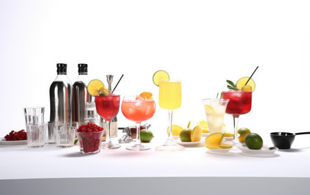 Designed Cocktail Making Set Isolated On White Backgroundの素材