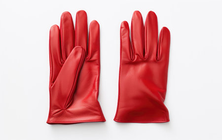 Pink Color Lined Gloves Isolated on White Backgroundの素材