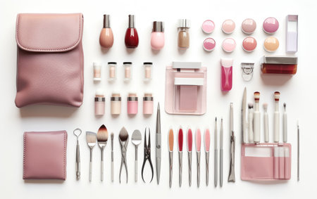 Collection Of Manicure And Pedicure Set Isolated on White Backgroundの素材