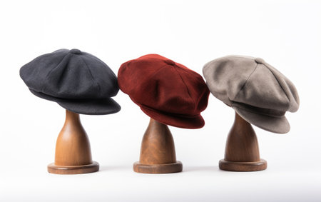 Collection of Multiple Colorful Berets Isolated on White Backgroundの素材
