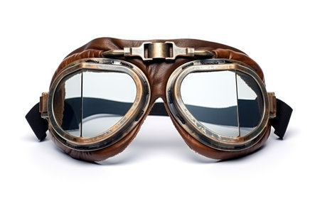 Splendid Look of Golden Motorcycle Goggles Isolated on White Backgroundの素材