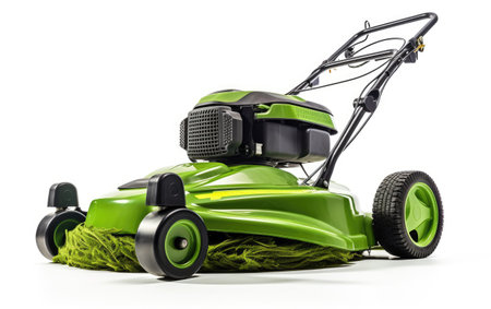 Modern Green Smart Lawn Mower Isolated on White Backgroundの素材