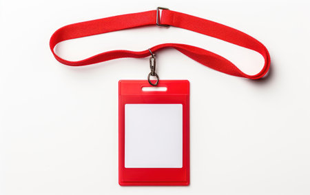 Splendid Red ID Holder Lanyard Isolated on White Backgroundの素材