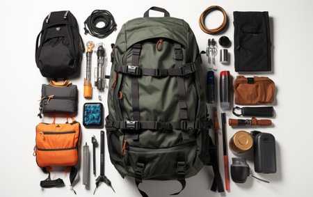 Collection of Beautiful Organizational Backpack Isolated on White Backgroundの素材