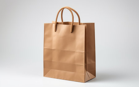 Marvelous Golden Color Paper Bag Isolated on White Backgroundの素材
