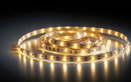 Good Looking Shiny LED Strip Light Isolated on White Backgroundの素材
