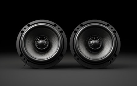 Collection of Beautiful Car Speaker System Isolated on White Backgroundの素材
