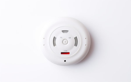 Stunning White Carbon Monoxide Detector Isolated on White Backgroundの素材