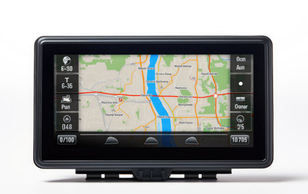 Splendid Black Car GPS System Isolated on White Backgroundの素材