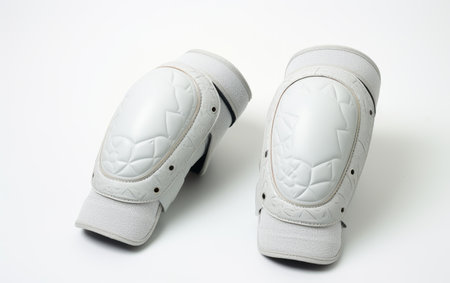 Pair White of Elbow Guards Isolated on White Backgroundの素材
