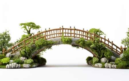 Amazing Stylish Garden Bridge Isolated on White Backgroundの素材