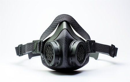 Stylish Black Carbon Filter Mask Isolated on White Backgroundの素材