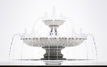 Shinning Water Indoor Fountain Isolated on White Backgroundの素材