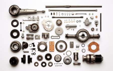 Collection of Motorcycle Transmission Isolated on White Backgroundの素材