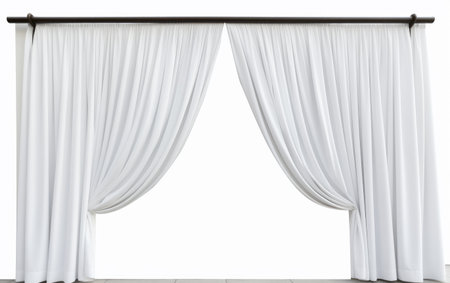 White Charming Outdoor Curtain Isolated on White Backgroundの素材