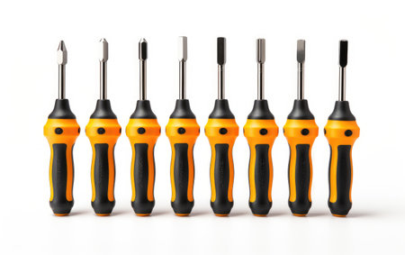 Collection of Colorful Screwdriver set Isolated on White Backgroundの素材